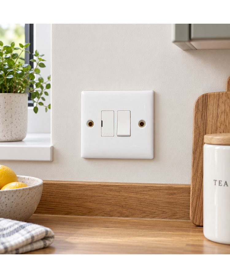 Convex Slim White 13A Fused DP Switched Spur Unit