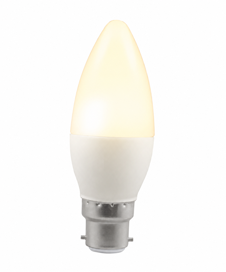 6W BC/Bayonet Candle Shape LED Light Bulb - Warm White