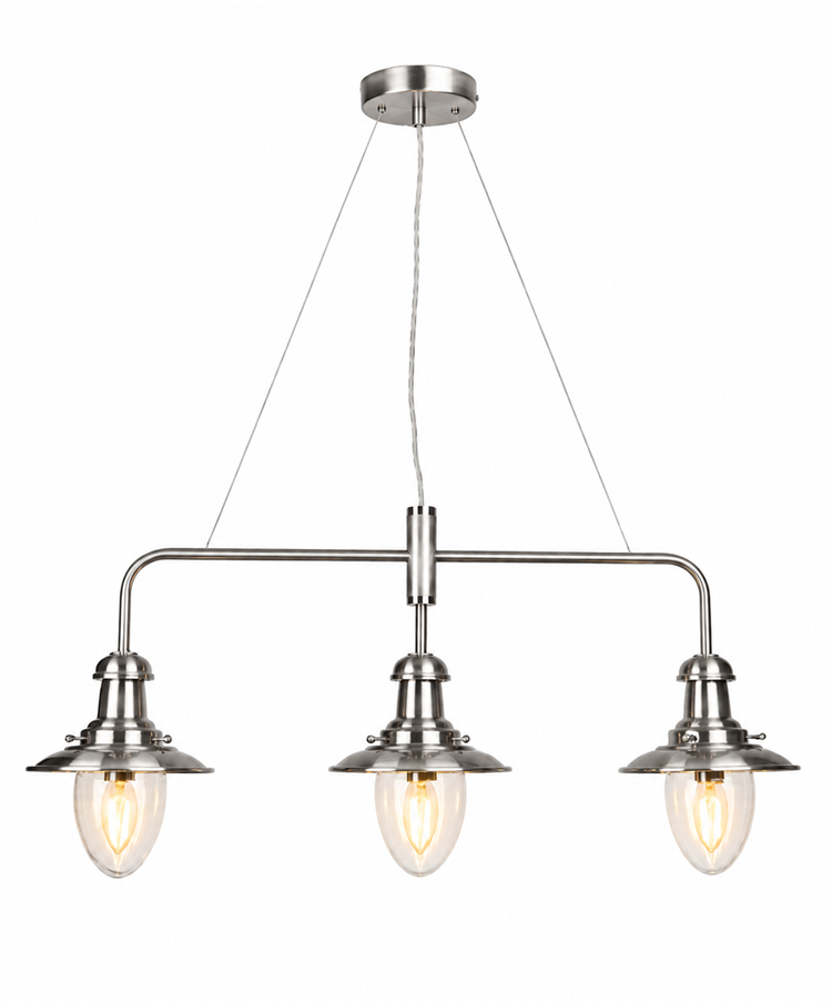Fisherman Satin Silver Bar Pendant Ceiling Light