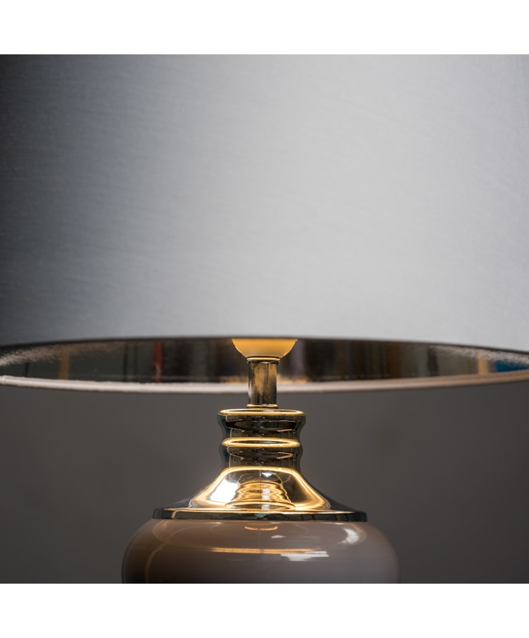 Hepburn Large Ceramic Table Lamp With Matching Shade - Modern Grey & Silver Hepburn Large Ceramic Table Lamp With Matching Shade - Modern Grey & Silver