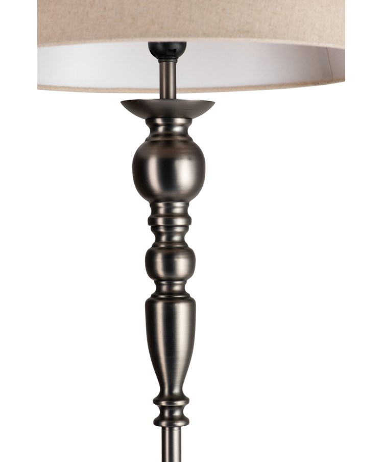 Craven Tall Floor Lamp - Pewter Painted Finish - Beige Linen Shade Craven Tall Floor Lamp - Pewter Painted Finish - Beige Linen Shade