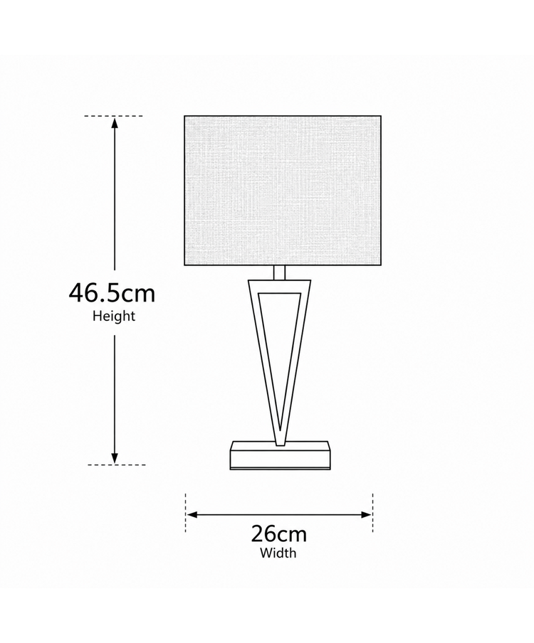 V Design Modern Black Slimline Table Lamp with Grey Linen Shade