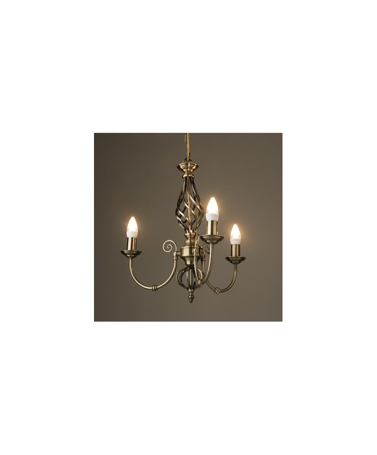 Kingswood Barley Twist Traditional Semi Flush Pendant - 3 Light