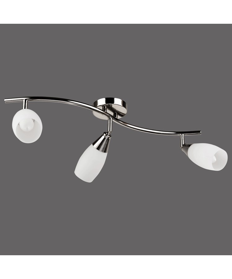 Swirl 3-Light Modern Ceiling Spotlight Bar - Satin Silver Swirl 3-Light Modern Ceiling Spotlight Bar - Satin Silver