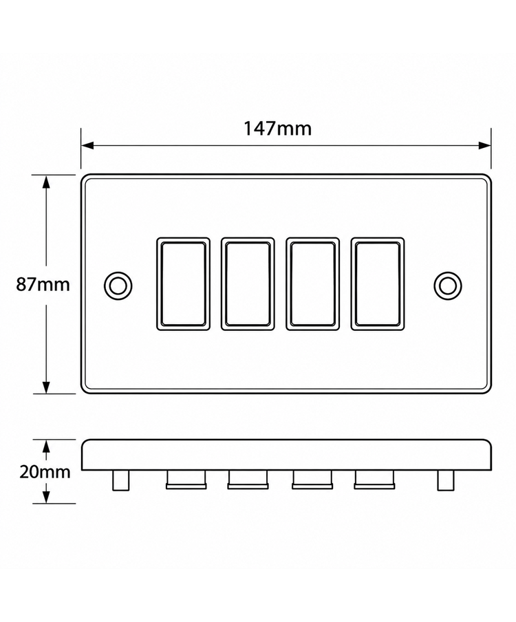 Round Edge Matt Black 4G 2W Switch Round Edge Matt Black 4G 2W Switch