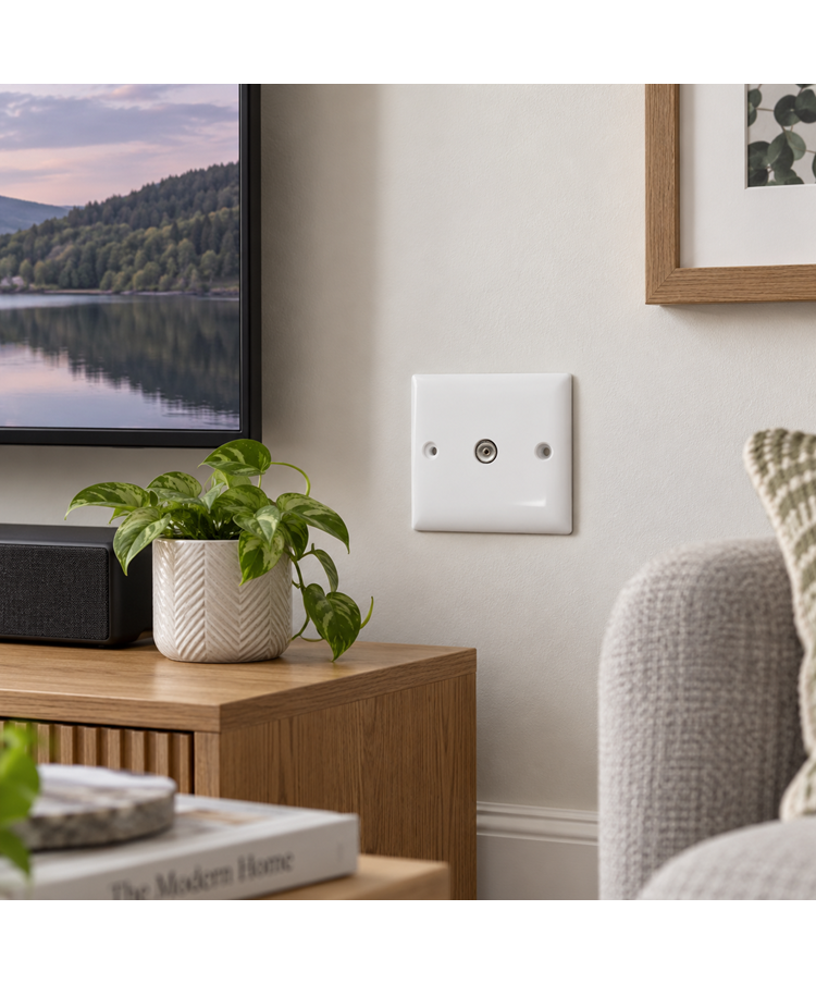 Convex Slim White 1G TV Socket