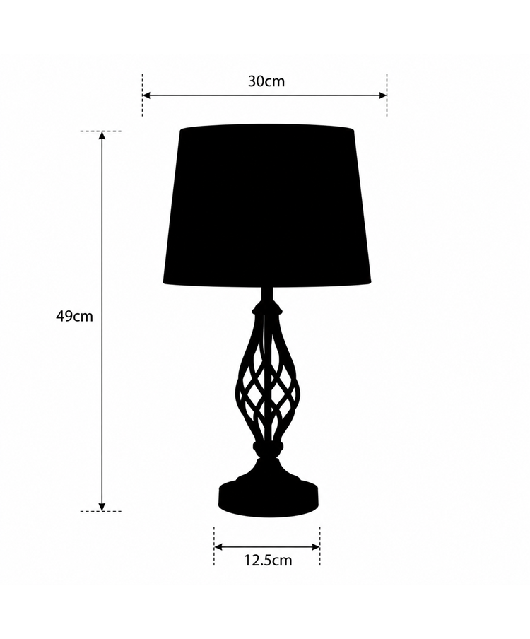 Queenswood Classic Barley Twist Table Lamp with Charcoal Shade - Antique Brass