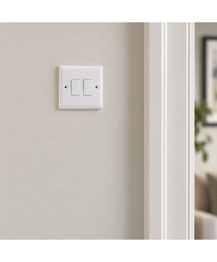 Convex Slim White 10AX 2G 2W Switch Plate - Link Leads
