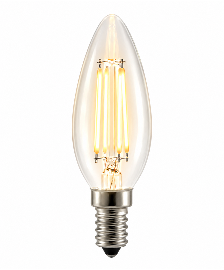 4W SES/Small Edison Screw Candle Shape Clear Filament LED Light Bulb - Cool 4W SES/Small Edison Screw Candle Shape Clear Filament LED Light Bulb - Cool