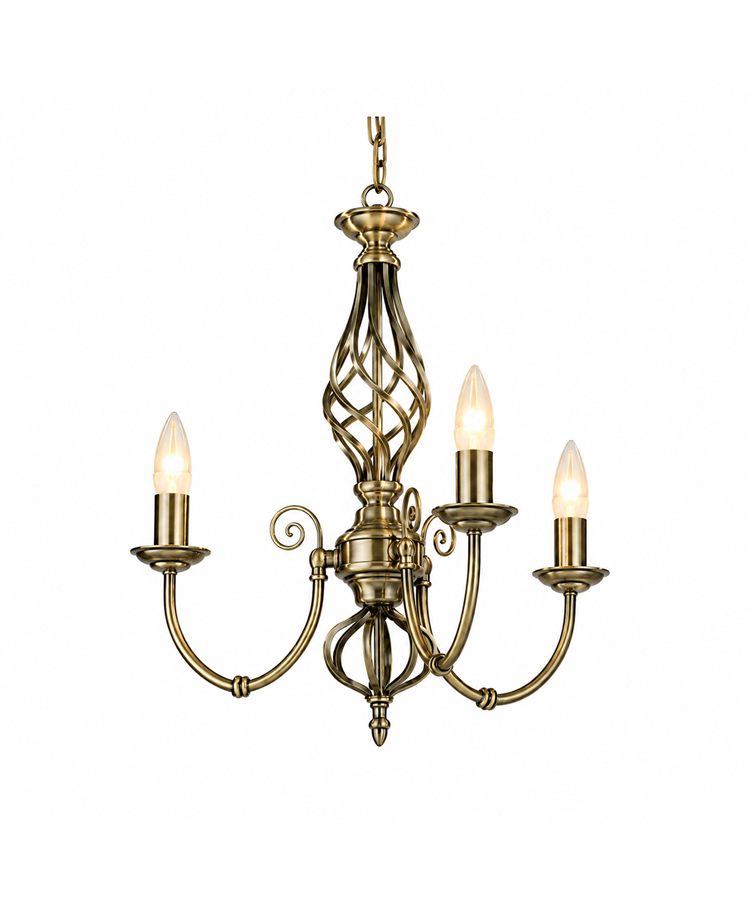 Kingswood Barley Twist Traditional Semi Flush Pendant - 3 Light