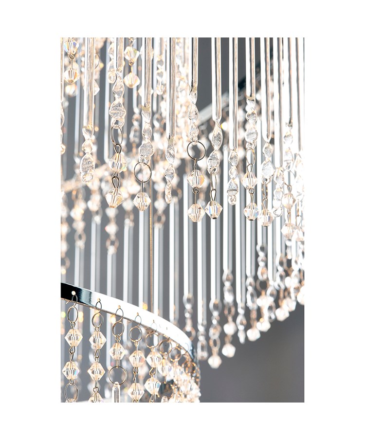 Endon Camille Chrome Chandelier with Glass Drops - 24 Light Endon Camille Chrome Chandelier with Glass Drops - 24 Light