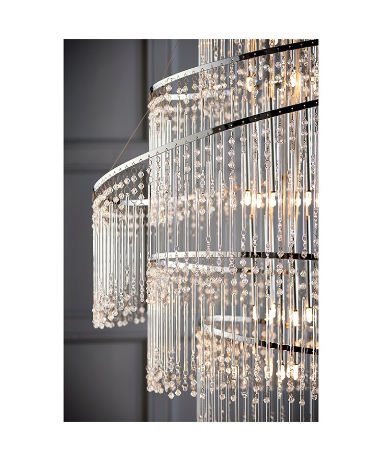 Endon Camille Chrome Chandelier with Glass Drops - 24 Light Endon Camille Chrome Chandelier with Glass Drops - 24 Light