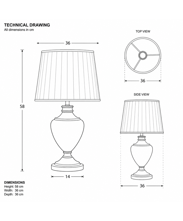 Hepburn Large Ceramic Table Lamp with Ivory Pleated Shade - Modern Grey & Silver