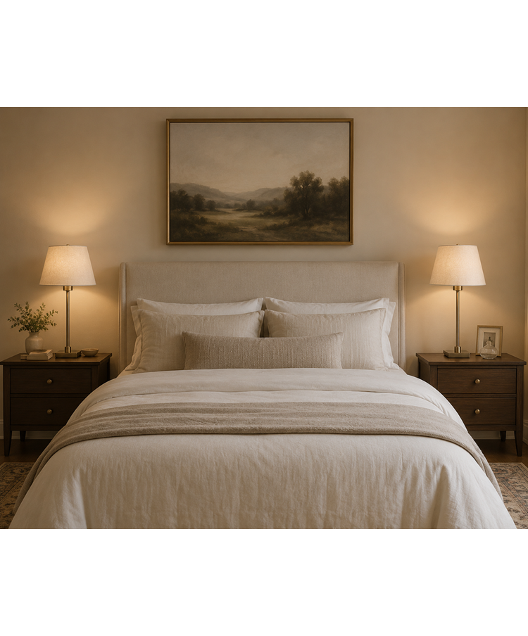 (Pair) Darwen Square Stick Antique Brass with Natural Linen Shade