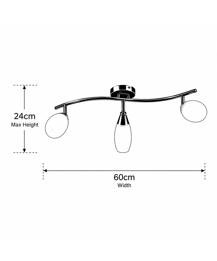 Swirl 3-Light Modern Ceiling Spotlight Bar - Satin Silver