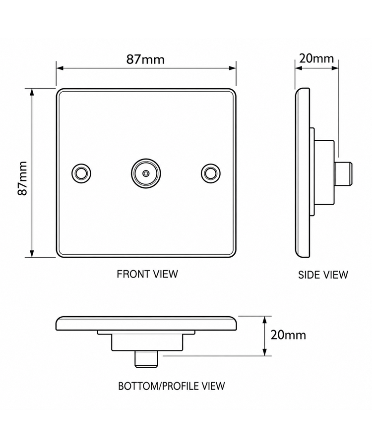 Round Edge Brushed Steel 1G TV Socket Round Edge Brushed Steel 1G TV Socket