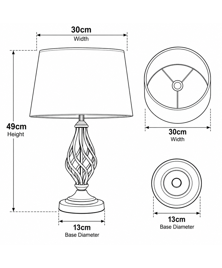 Queenswood Classic Barley Twist Table Lamp with Ivory Linen Shade- Antique Brass