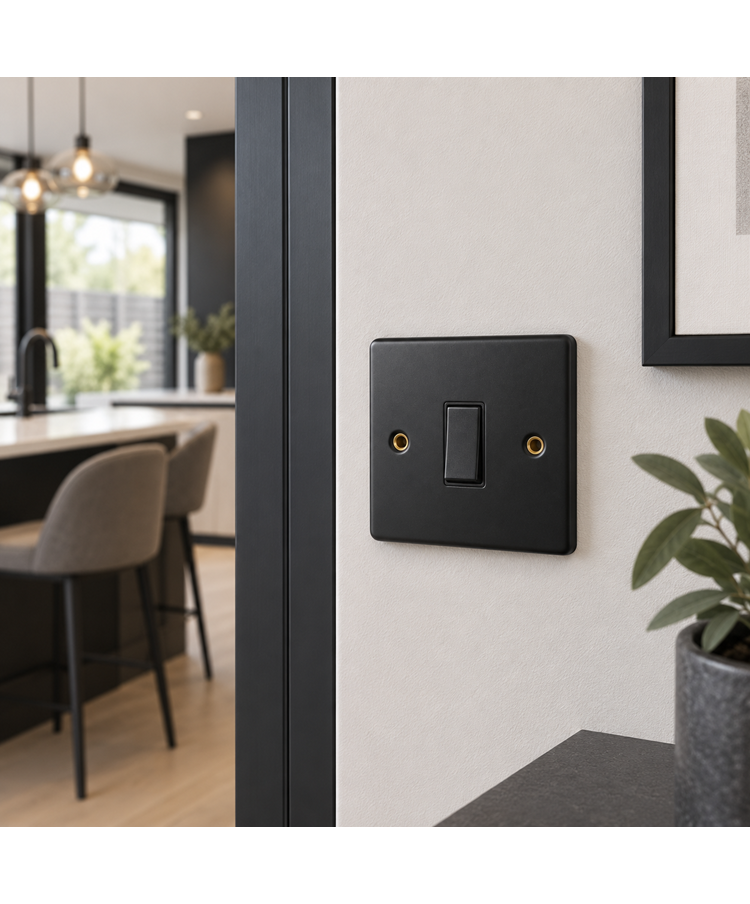 Round Edge Matt Black 10AX 1G 2W Switch
