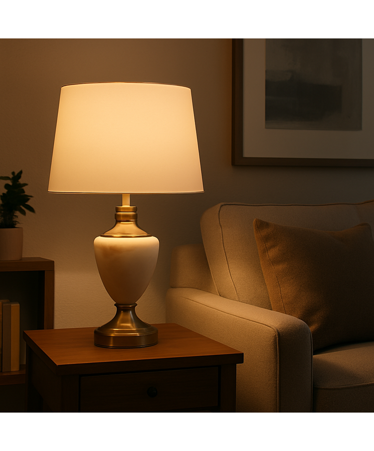 Hepburn Large Cream Marble Effect Table Lamp with Matching Shade - Cream & Gold Hepburn Large Cream Marble Effect Table Lamp with Matching Shade - Cream & Gold