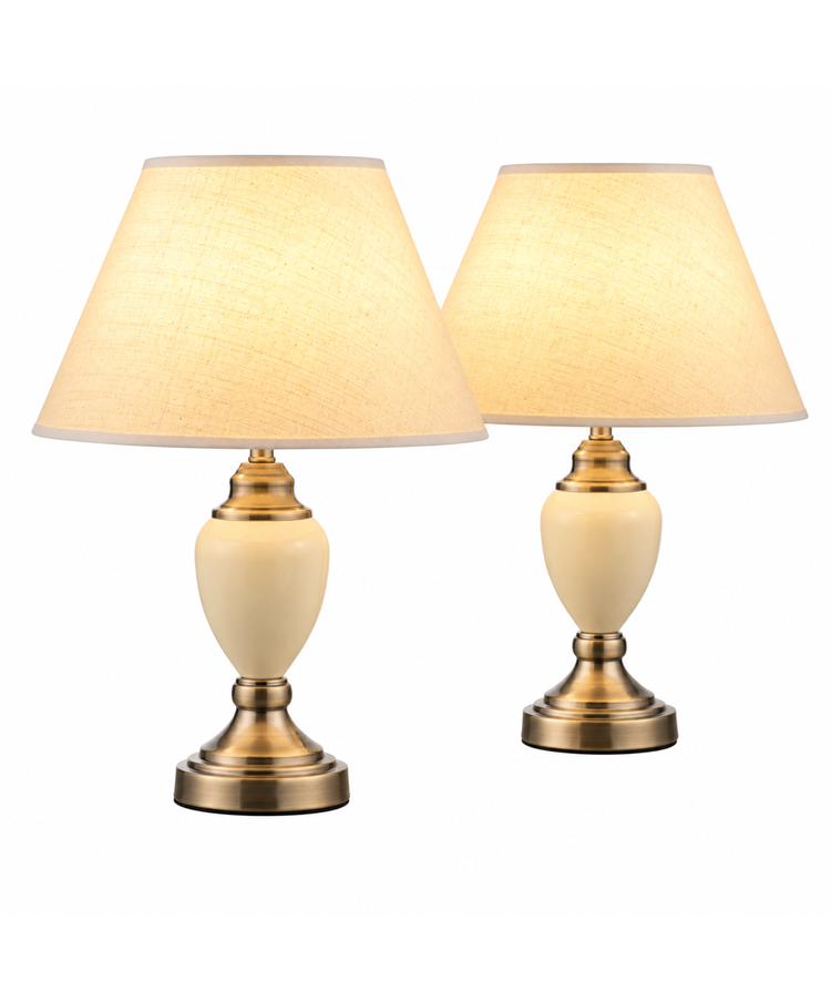 Bailey Small Cream Antique Table Lamp with Linen Shade