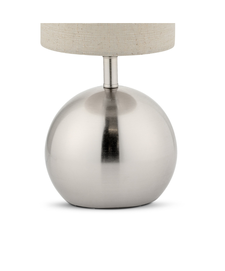 Pair of Bedford Modern Silver Brushed Metal Ball Small Touch Control Table Lamps Pair of Bedford Modern Silver Brushed Metal Ball Small Touch Control Table Lamps