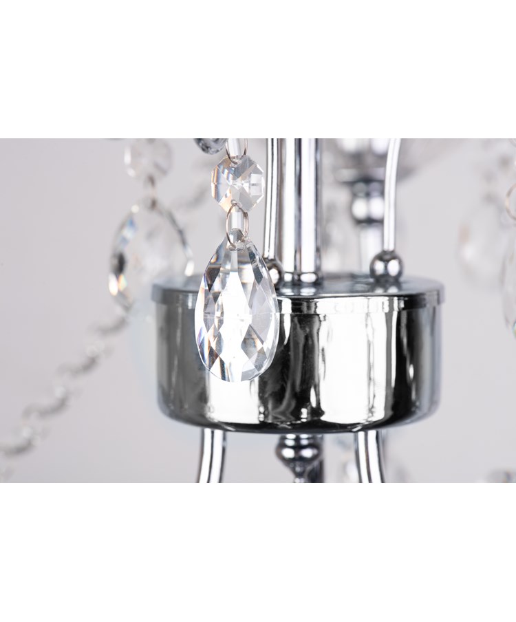 Elise Crystal Chrome Silver Chandelier 3 Light - Crystal Glass Button Droplets Elise Crystal Chrome Silver Chandelier 3 Light - Crystal Glass Button Droplets