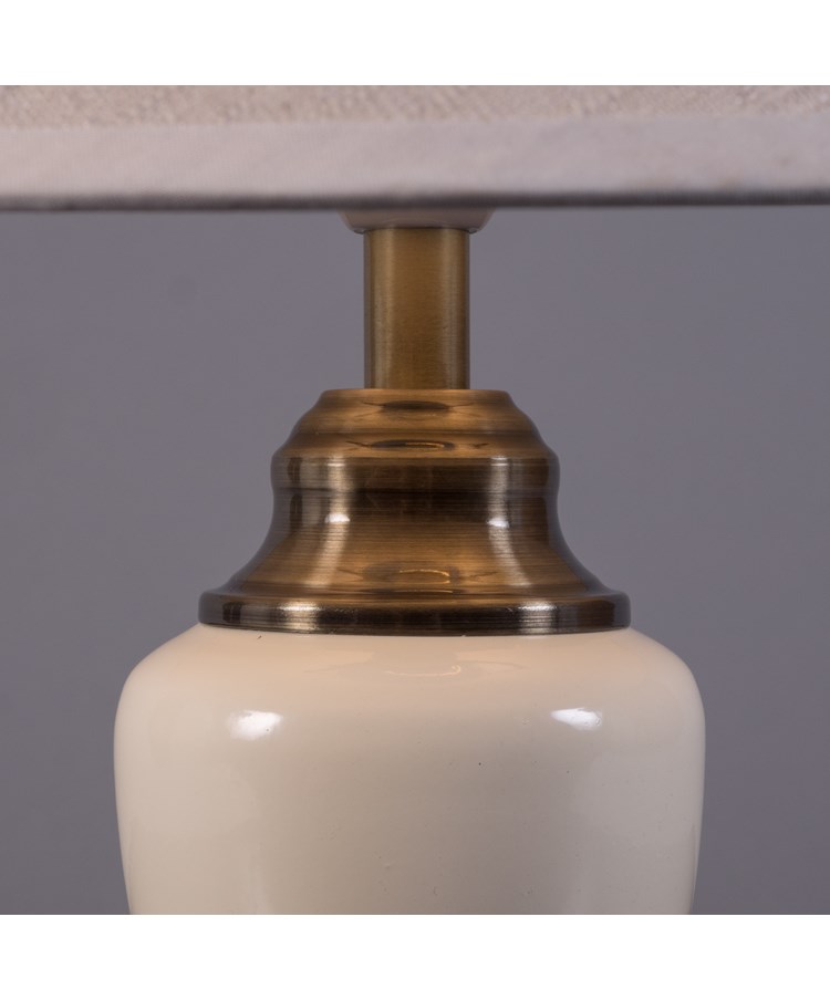 Malham Small Classic Table Lamp with Matching Shade - Cream & Antique Brass Malham Small Classic Table Lamp with Matching Shade - Cream & Antique Brass