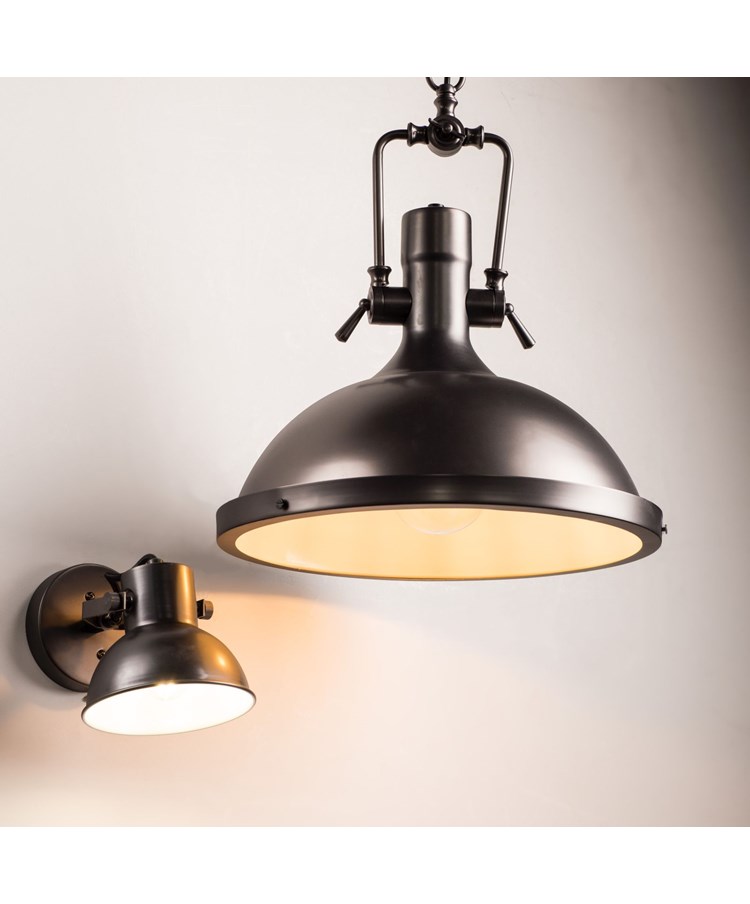 New York Modern Industrial Wall Light - Matte Black Finish - Black Braided Cable New York Modern Industrial Wall Light - Matte Black Finish - Black Braided Cable