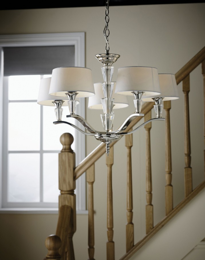 Endon Fiennes Polished Nickel Semi Flush Ceiling Fitting - 5 Light