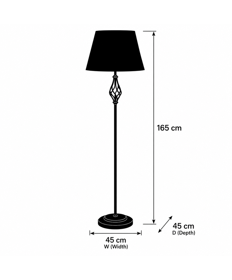 Queenswood Traditional Barley Twist Silver Floor Lamp with Ivory Linen Shade