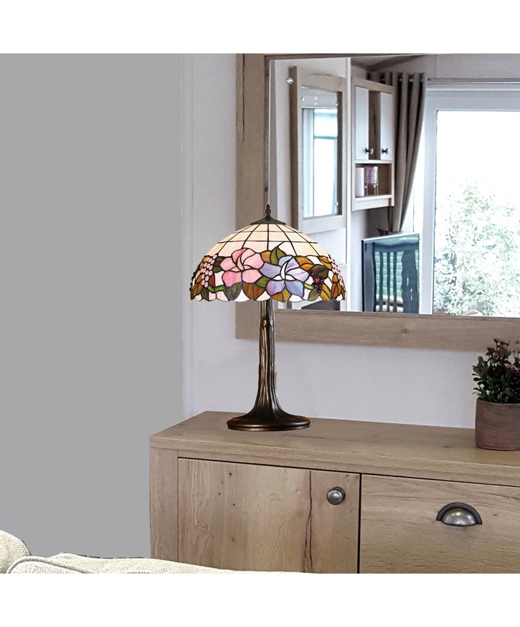 Lily Medium Tiffany Style Stained Glass Table Lamp with Antique Metal Base Lily Medium Tiffany Style Stained Glass Table Lamp with Antique Metal Base