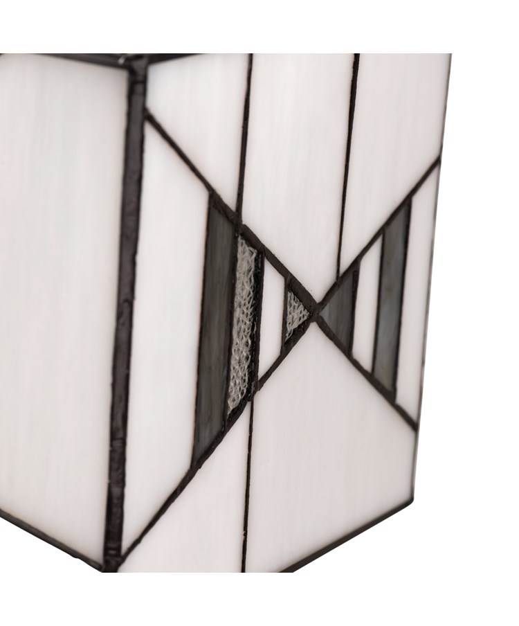 Art Deco Tiffany Style Rectangular Glass Table Lamp - Ivory - Grey - Modern Art Deco Tiffany Style Rectangular Glass Table Lamp - Ivory - Grey - Modern