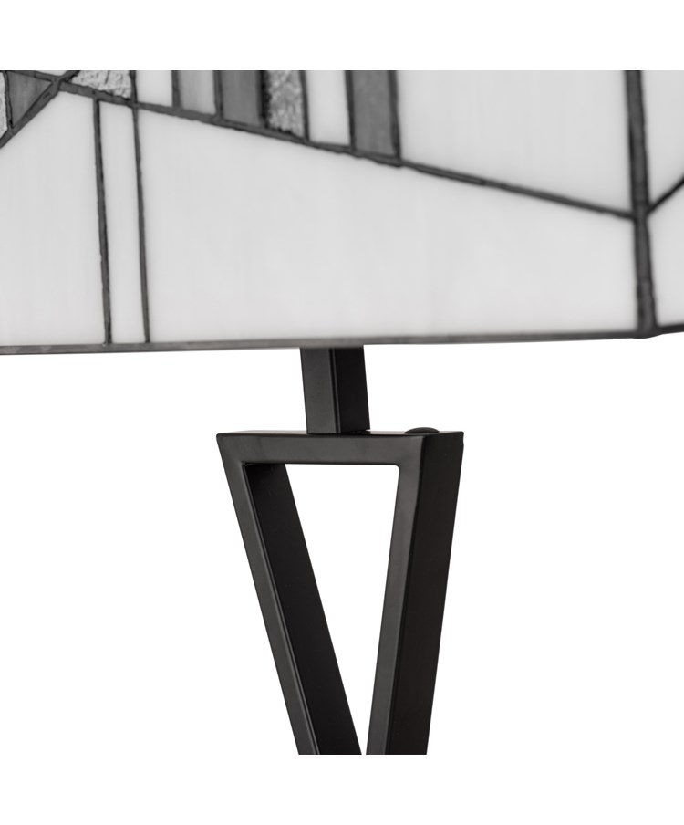 Art Deco Tiffany Style Rectangular Glass Table Lamp - Ivory - Grey - Modern Art Deco Tiffany Style Rectangular Glass Table Lamp - Ivory - Grey - Modern