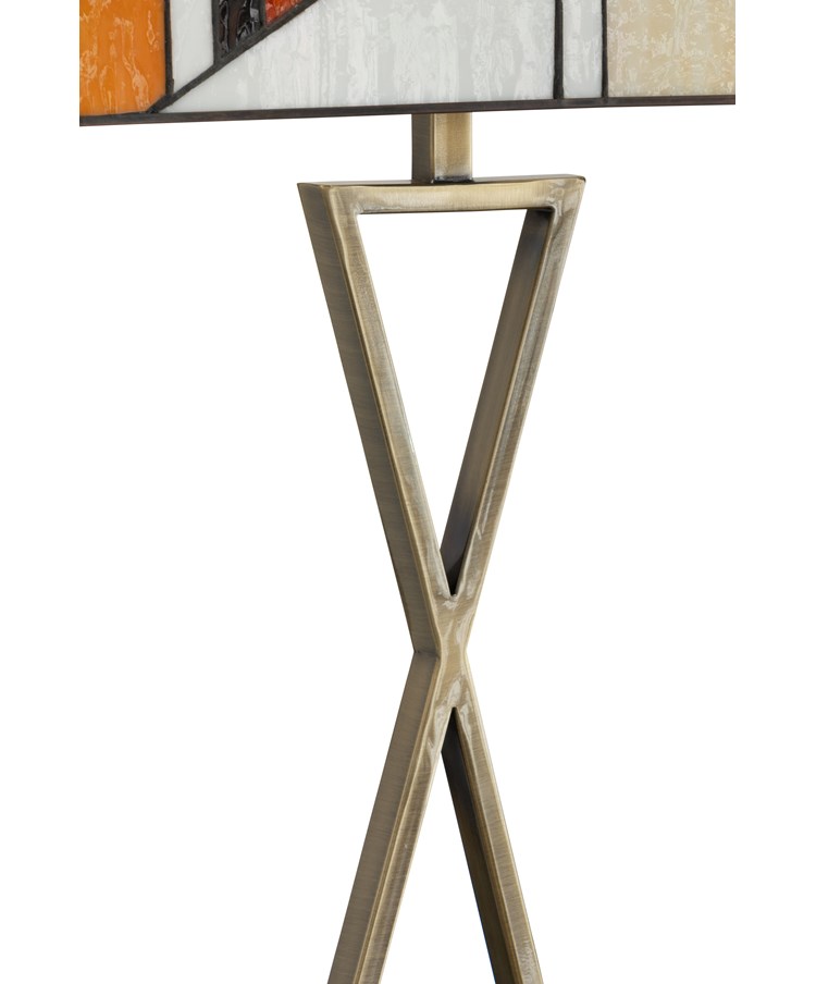 Art Deco Tiffany Style Rectangular Glass Table Lamp - Amber - Antique Brass Art Deco Tiffany Style Rectangular Glass Table Lamp - Amber - Antique Brass