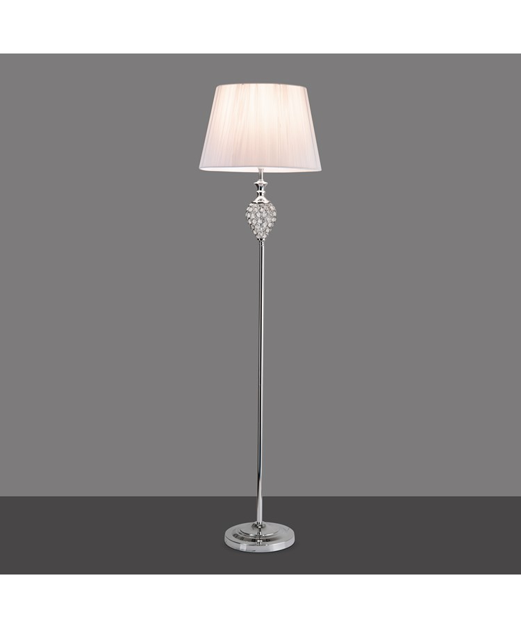 Hannah Chrome & Crystal Standard Floor Lamp & Ivory String Shade Hannah Chrome & Crystal Standard Floor Lamp & Ivory String Shade