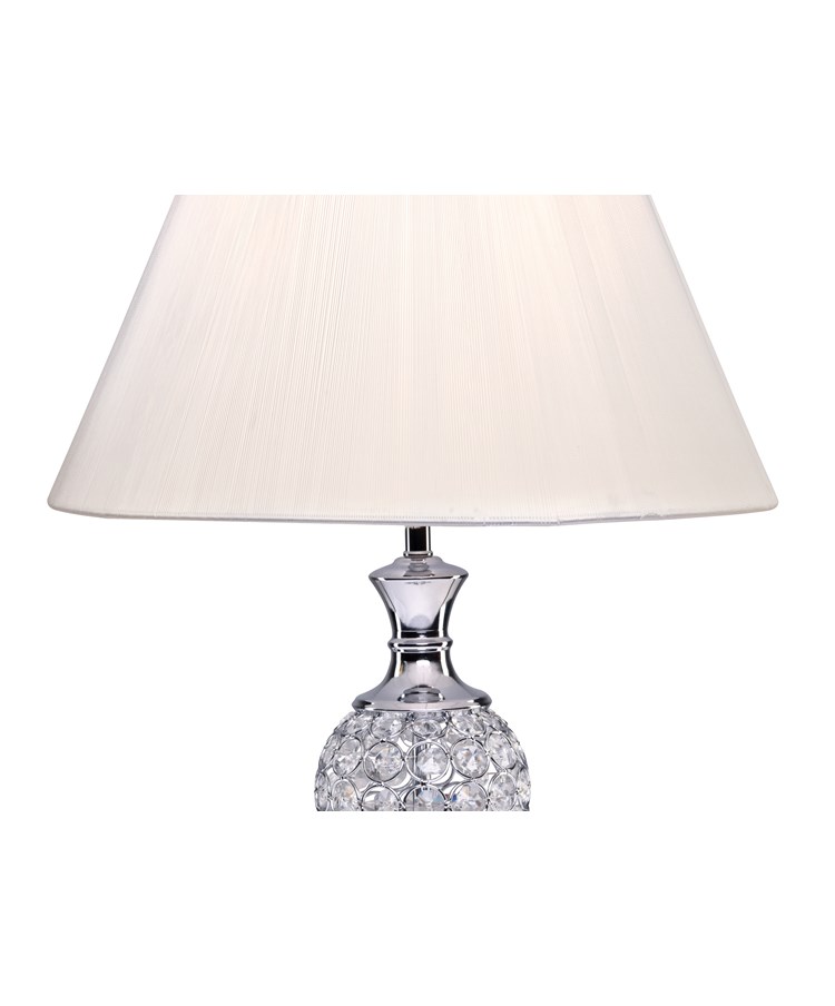 Hannah Luxury Elegant Chrome Crystal Table Lamp with Ivory