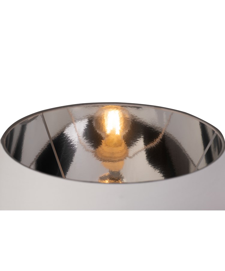 Hepburn Large Ceramic Table Lamp With Matching Shade - Modern White & Chrome Hepburn Large Ceramic Table Lamp With Matching Shade - Modern White & Chrome