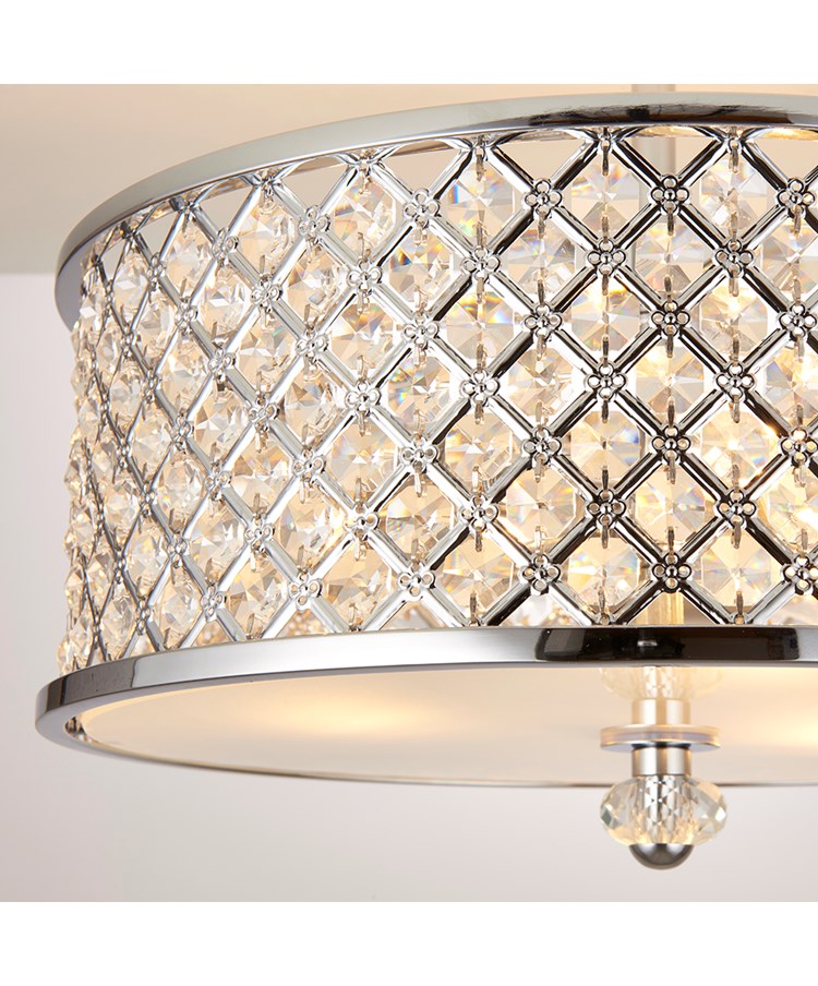 Endon Hudson Flush Ceiling Light - Chrome & Crystal Beads Endon Hudson Flush Ceiling Light - Chrome & Crystal Beads