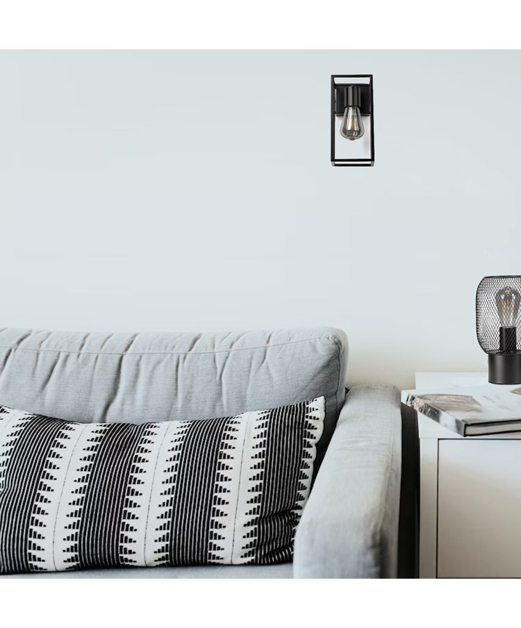 Hobart Modern Matt Black Cage Metal Vintage Wall Light