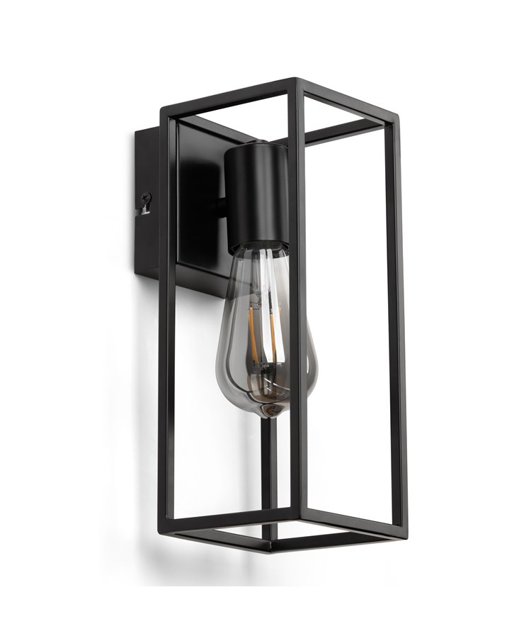 Hobart Modern Matt Black Cage Metal Vintage Wall Light Hobart Modern Matt Black Cage Metal Vintage Wall Light