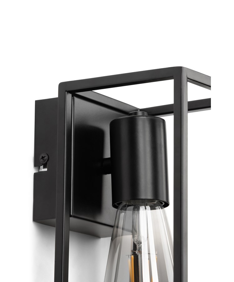 Hobart Modern Matt Black Cage Metal Vintage Wall Light