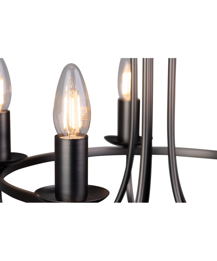 Islington Modern Grey 5-Light Ceiling Chandelier - Pewter Hoop/Ring Design Islington Modern Grey 5-Light Ceiling Chandelier - Pewter Hoop/Ring Design