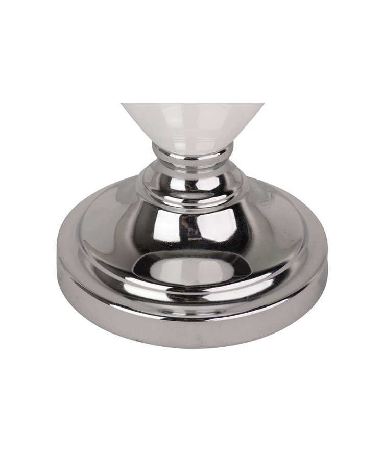 Hepburn Large Ceramic Table Lamp With Matching Shade - Modern White & Chrome Hepburn Large Ceramic Table Lamp With Matching Shade - Modern White & Chrome