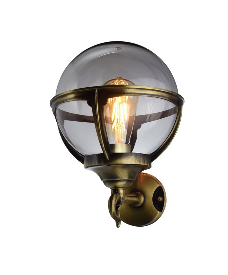 Elipta Globe Lantern - Solid Brass, Antique Lacquered Finish, Outdoor Wall Light Elipta Globe Lantern - Solid Brass, Antique Lacquered Finish, Outdoor Wall Light