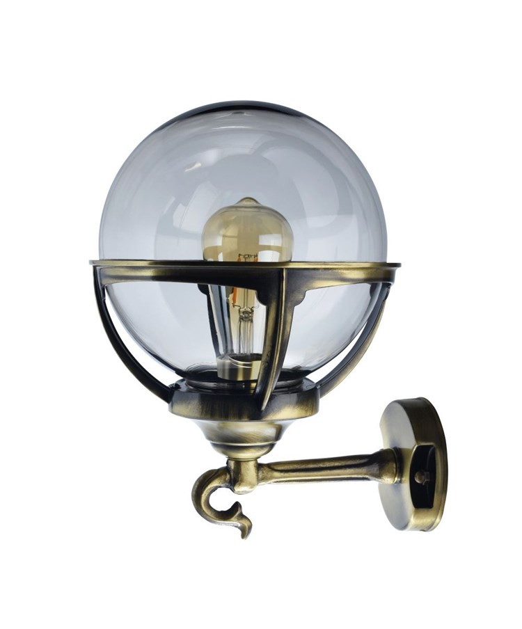 Elipta Globe Lantern - Solid Brass, Antique Lacquered Finish, Outdoor Wall Light Elipta Globe Lantern - Solid Brass, Antique Lacquered Finish, Outdoor Wall Light