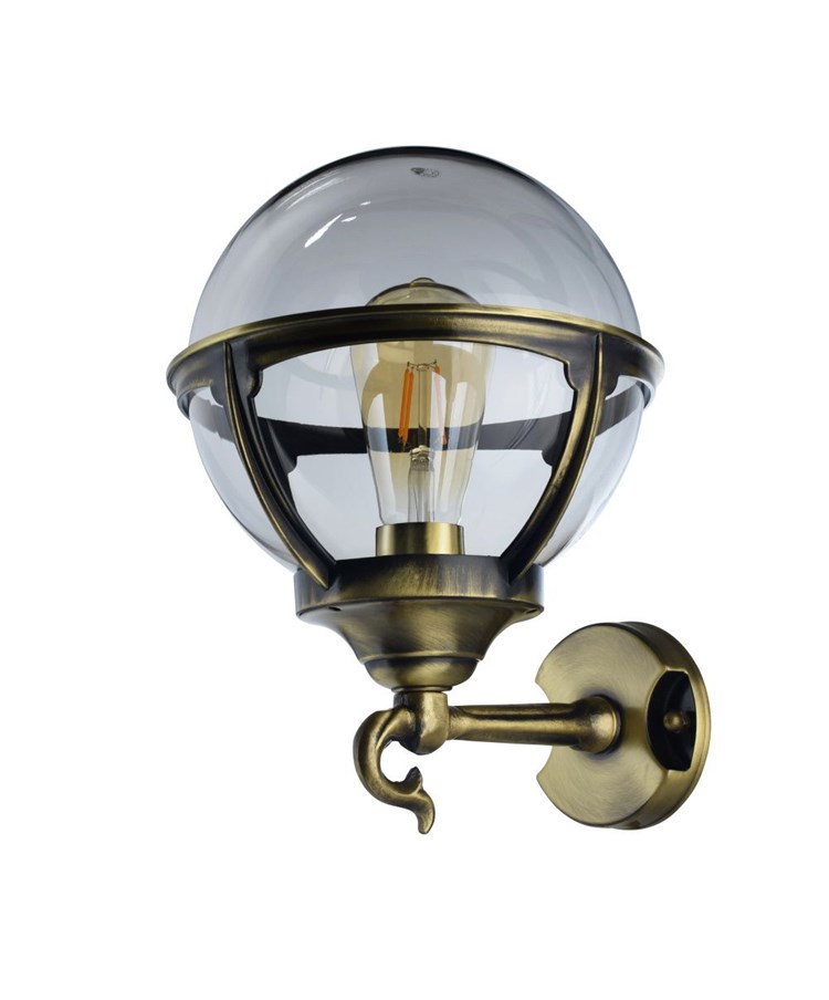 Elipta Globe Lantern - Solid Brass, Antique Lacquered Finish, Outdoor Wall Light Elipta Globe Lantern - Solid Brass, Antique Lacquered Finish, Outdoor Wall Light