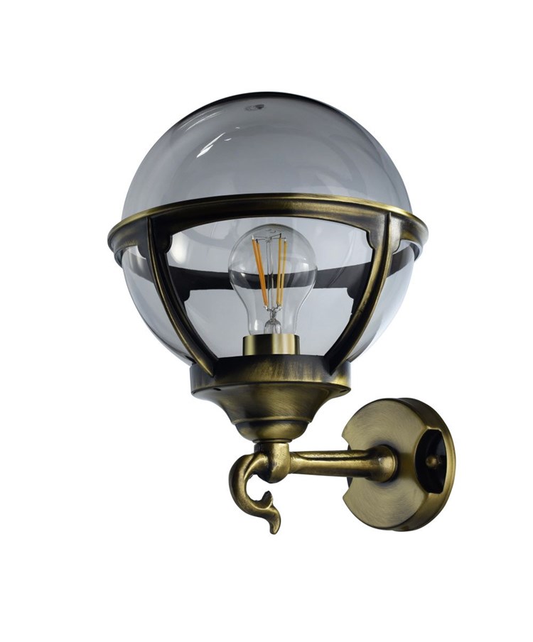 Elipta Globe Lantern - Solid Brass, Antique Lacquered Finish, Outdoor Wall Light Elipta Globe Lantern - Solid Brass, Antique Lacquered Finish, Outdoor Wall Light