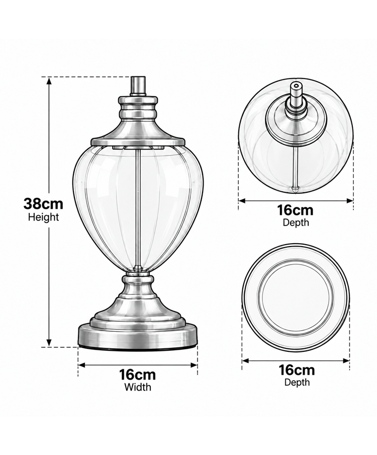 Hepburn Large Amber Glass & Antique Brass Table Lamp Base Only