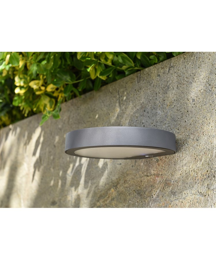 Patilo Solar Rechargeable Outdoor Disc Wall Light - Black Patilo Solar Rechargeable Outdoor Disc Wall Light - Black