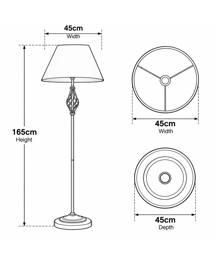 Queenswood Pewter Floor Lamp with Natural Linen Shade